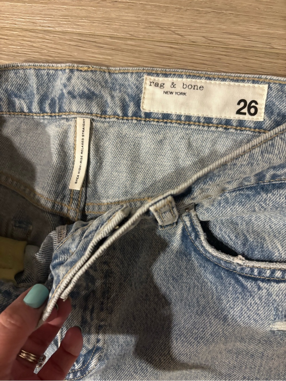 rag & bone Jeans Light Wash High- Rise Relaxed Straight Jeans MSRP $298 - Picture 7 of 8